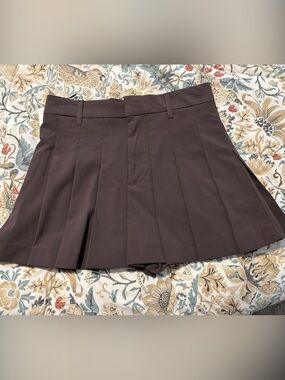 Zara Dark Brown Pleated Skater Skirt